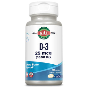 KAL Vitamine D3 1000 IU gélules naturelles devant l'emballage