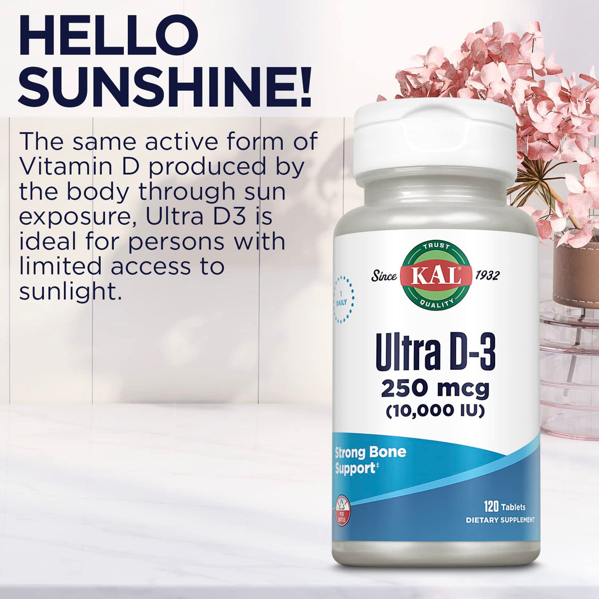 KAL Vitamine D3 10000 IU comprimés, informations nutritionnelles