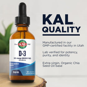 KAL Vitamine D3 2000 IU Gouttes étiquette