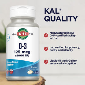 KAL Vitamine D3 5000 UI gélules, mode d'emploi