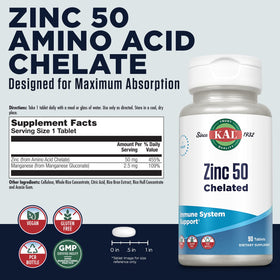 KAL Zinc 50mg comprimés dans l'emballage