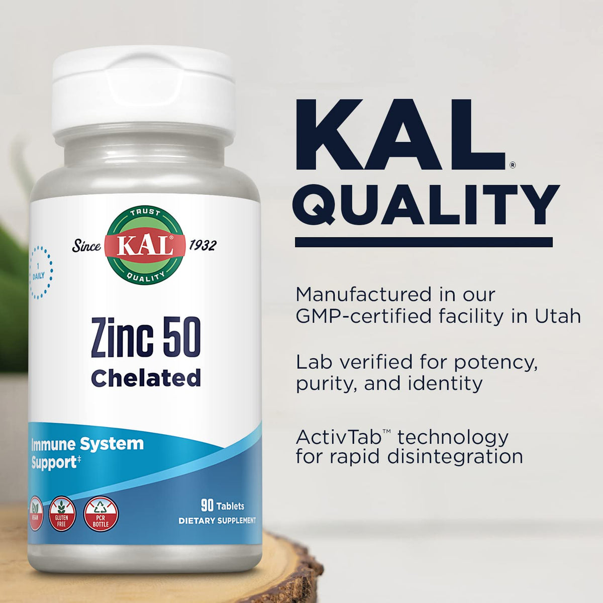 KAL Zinc 50mg comprimés, vue de dessus