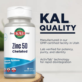 KAL Zinc 50mg comprimés, vue de dessus