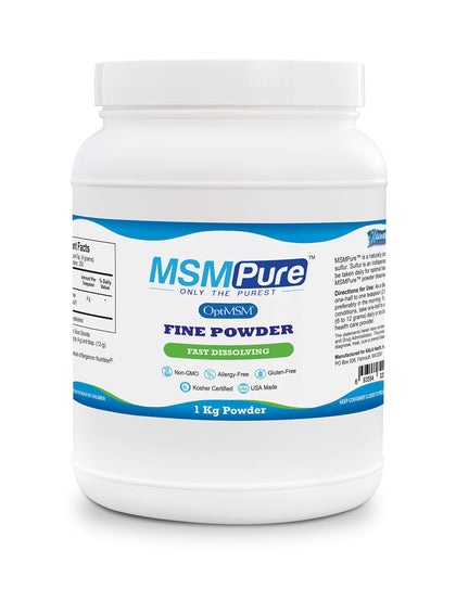 KALA HEALTH MSM Pure Poudre 2,2 lb vue de face avec étiquette