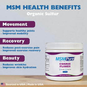 KALA HEALTH MSM Pure Poudre 308g contenant ouvert avec flocons