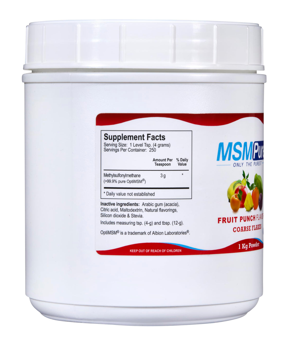 KALA HEALTH MSM Pure Poudre de MSM dans un verre d'eau