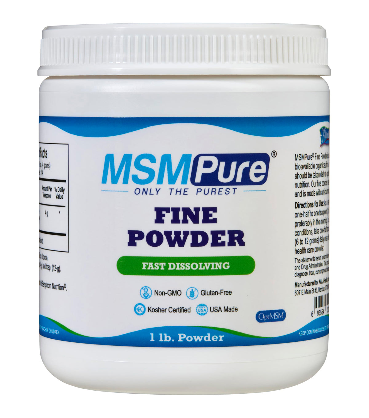 KALA HEALTH MSM Pure Poudre Dissolvante 508g vue avant