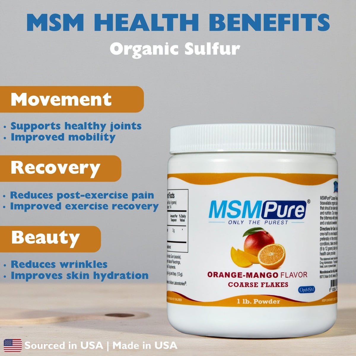 KALA HEALTH MSM Pure Poudre Flocons avec cuillère de mesure