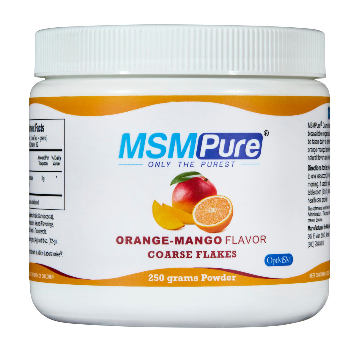 KALA HEALTH MSM Pure Poudre Flocons Coarse 397g Orange Mangue vue avant