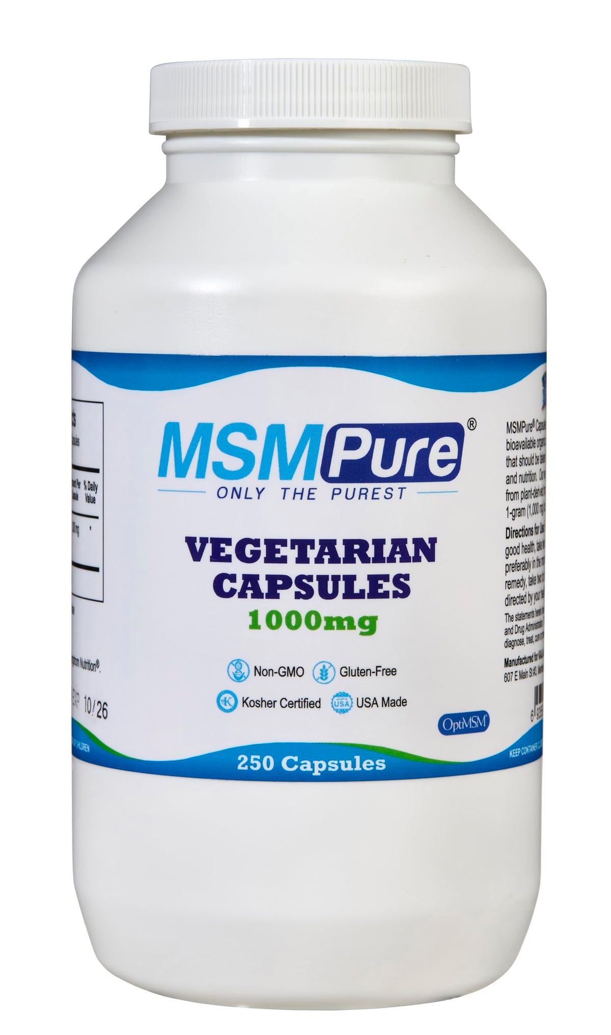 KALA HEALTH MSMPure 1000mg Capsules Végétariennes flacon avant