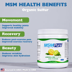 KALA HEALTH MSMPure Poudre de MSM Citron Vert 544g avec cuillère