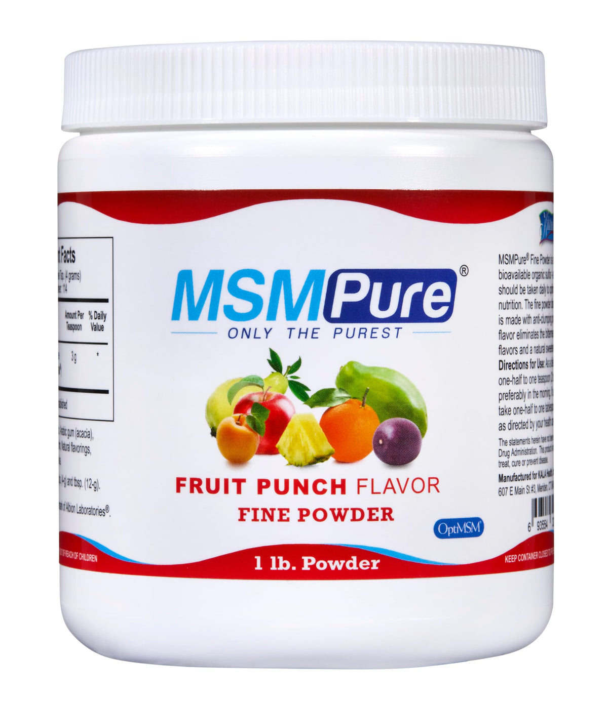 KALA HEALTH MSMPure Poudre de MSM Saveur Fruit Punch 544g vue de face