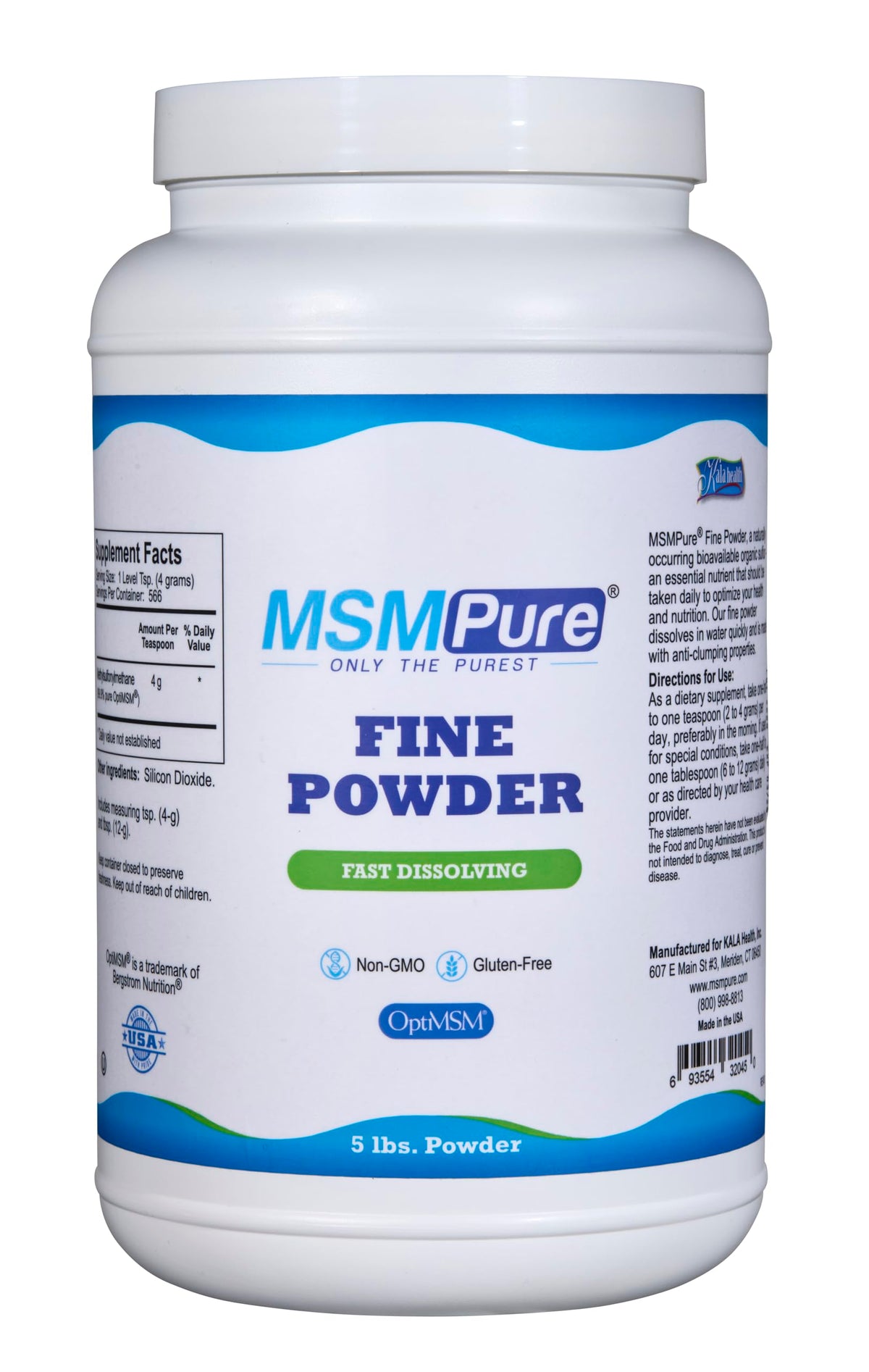 KALA HEALTH MSMPure Poudre MSM 5 lb vue de face