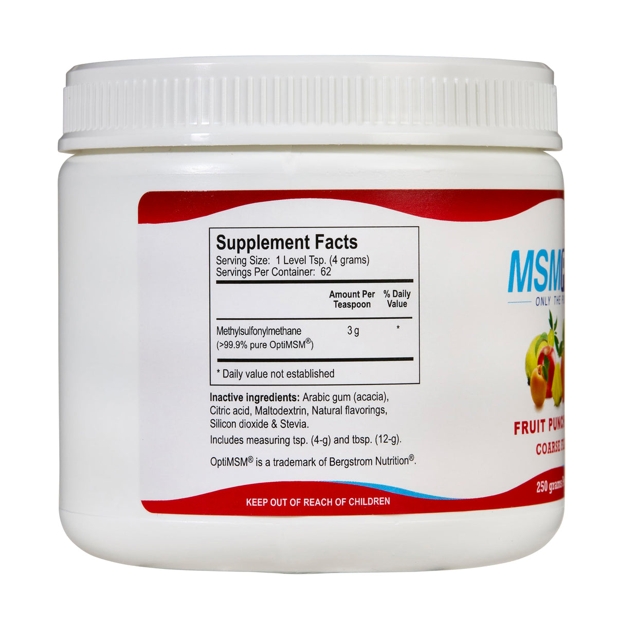 KALA HEALTH MSMPure Poudre MSM Flocons dans un verre avec de l'eau