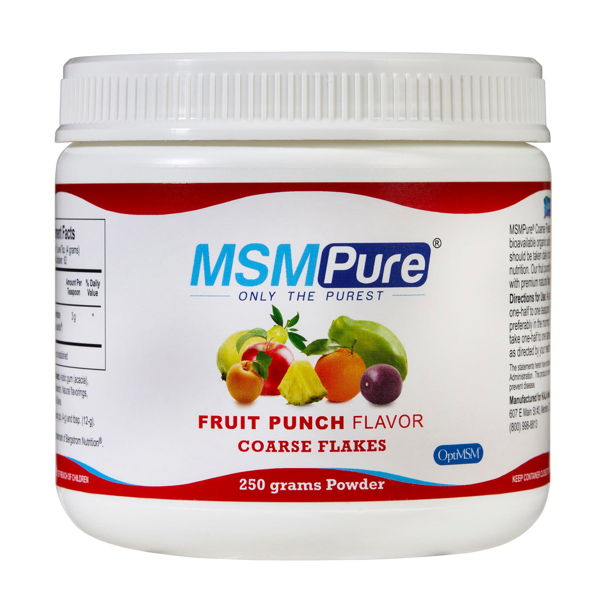KALA HEALTH MSMPure Poudre MSM Flocons saveur fruit punch 295g vue de face
