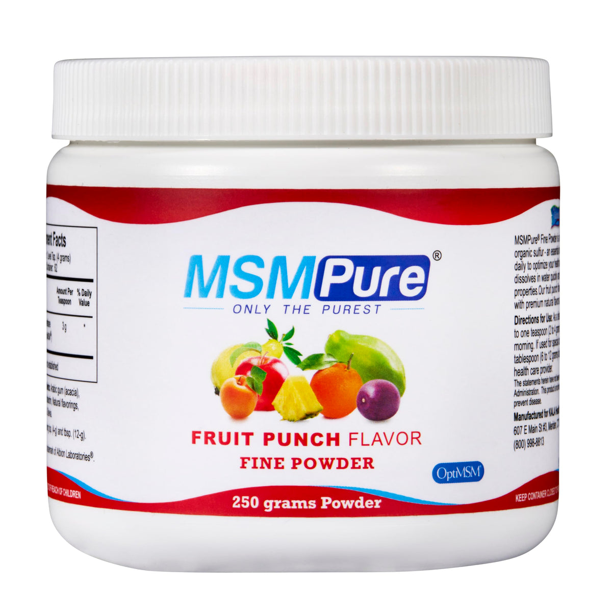 KALA HEALTH MSMPure Poudre MSM Saveur Fruit Punch 283g vue de face