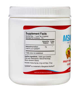 KALA HEALTH Poudre de MSM Fruit Punch 508g étiquette