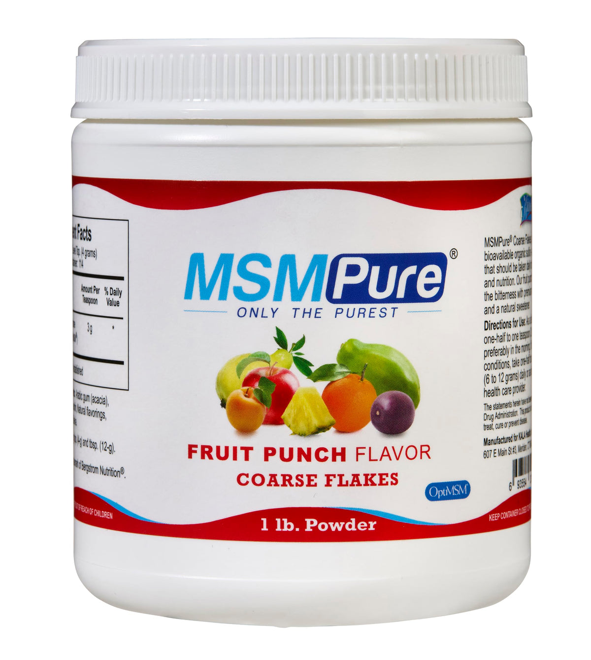 KALA HEALTH Poudre de MSM Fruit Punch 508g vue avant