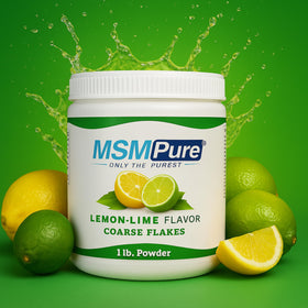 KALA HEALTH Poudre MSM Pure Citron Vert 250g flocons dans un verre d'eau
