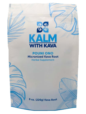 KALM Pouni Ono Kava Micronisé 227g vue de face avec emballage