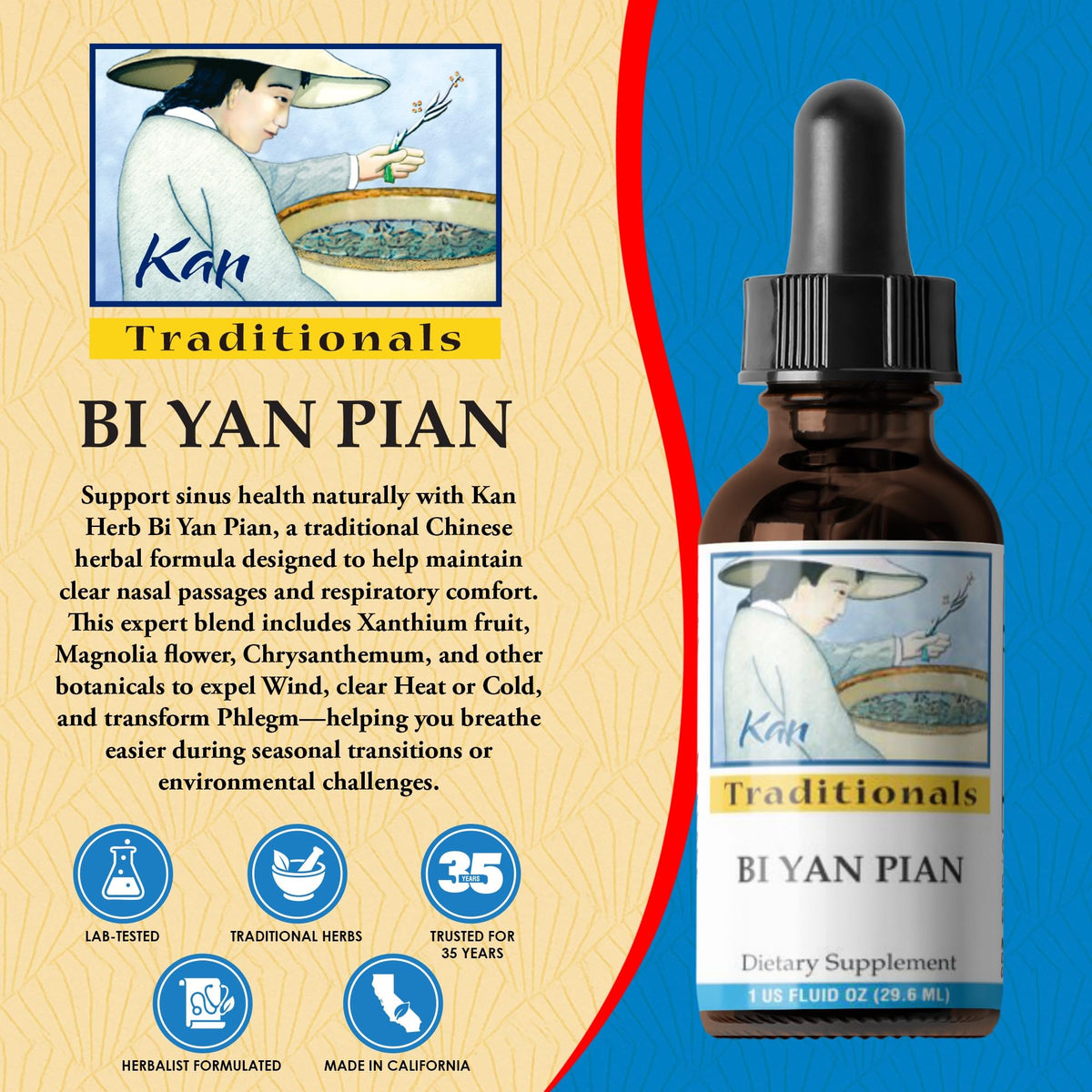 Kan Herbs Bi Yan Pian 30 ml extrait liquide avec étiquette