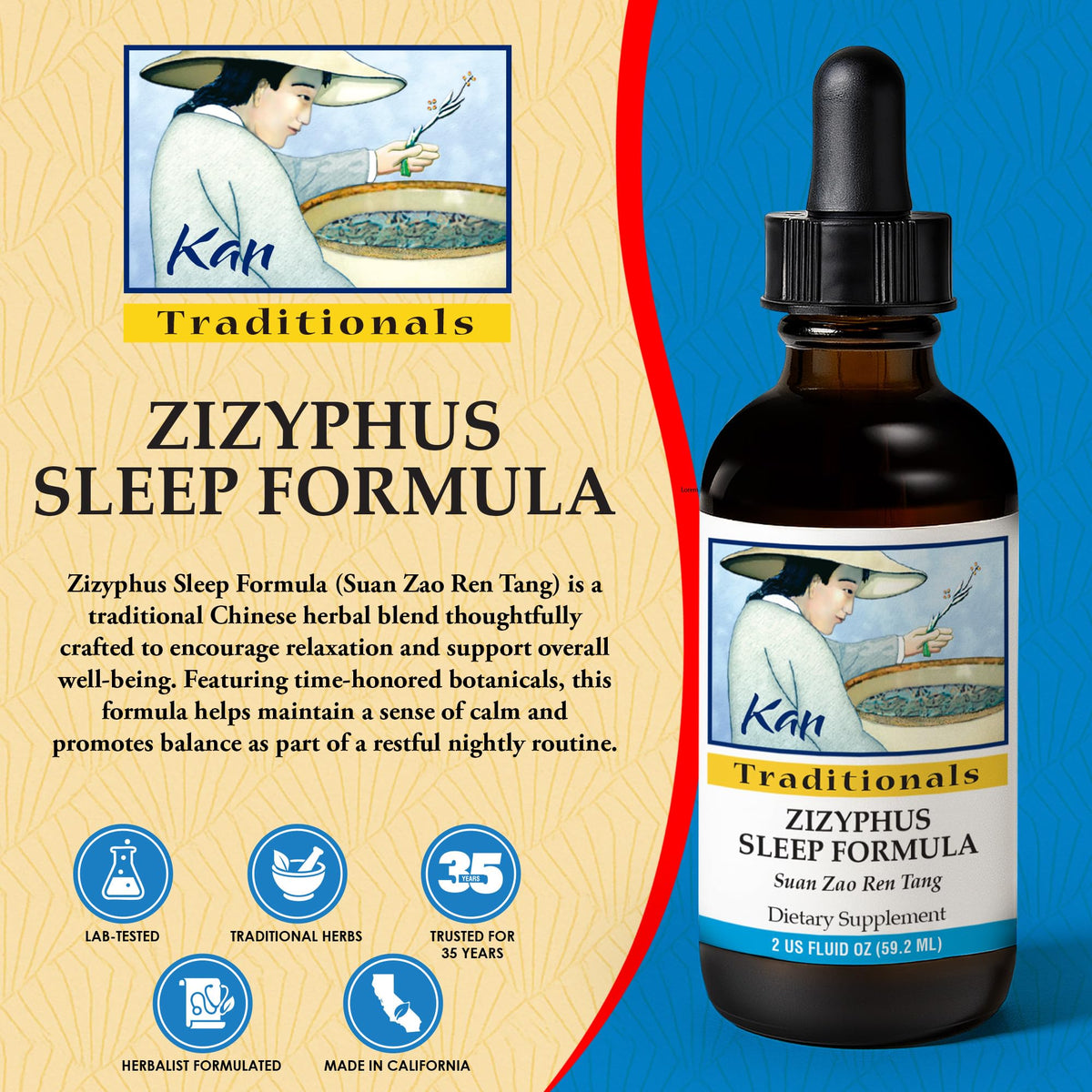 Kan Herbs Zizyphus Sleep Formula 60 ml - étiquette du produit