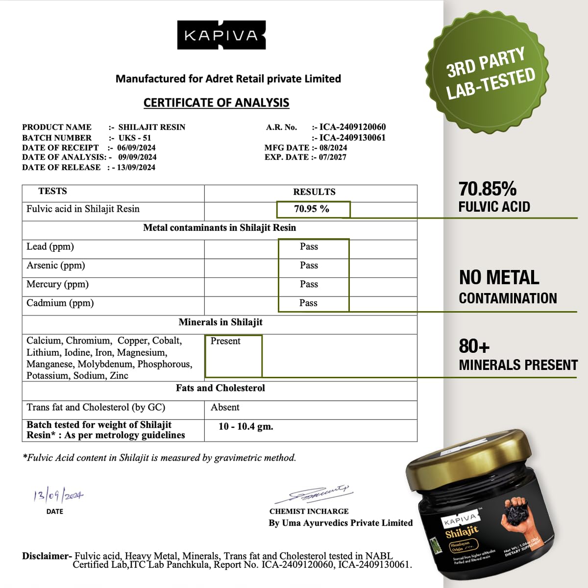 Kapiva Résine de Shilajit Himalayen 30g x 2 avec cuillère