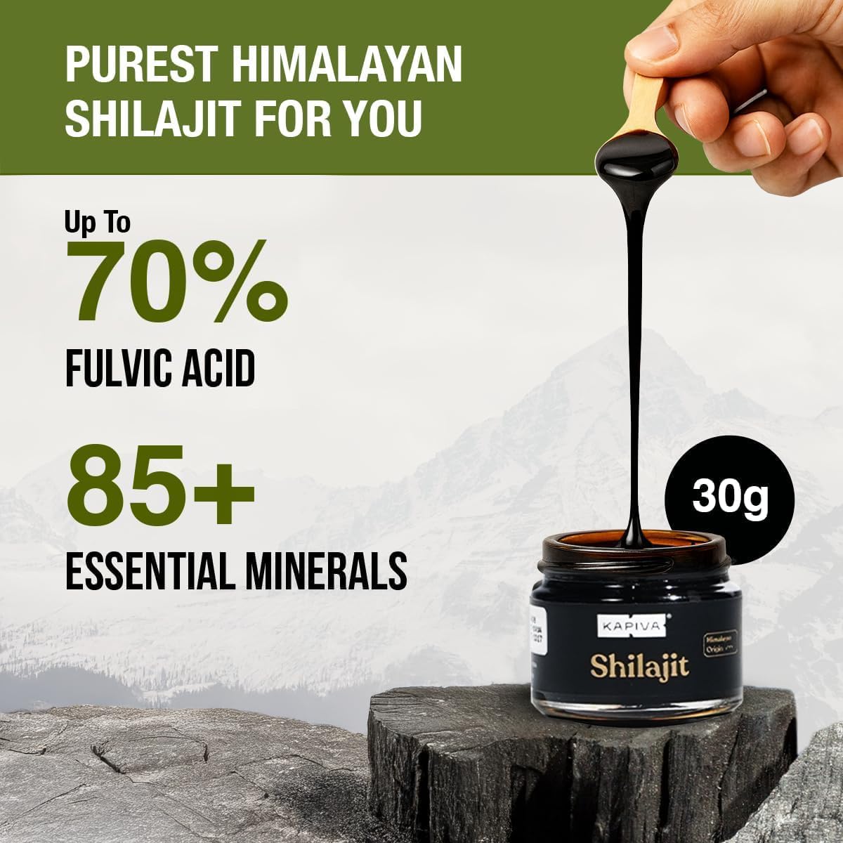 Kapiva Résine de Shilajit Himalayen 30g x 2 emballage