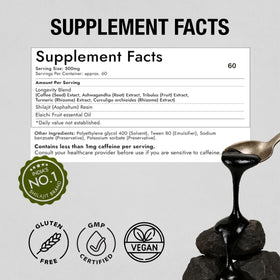 Kapiva Résine de Shilajit Himalayen 500mg avec ingrédients naturels