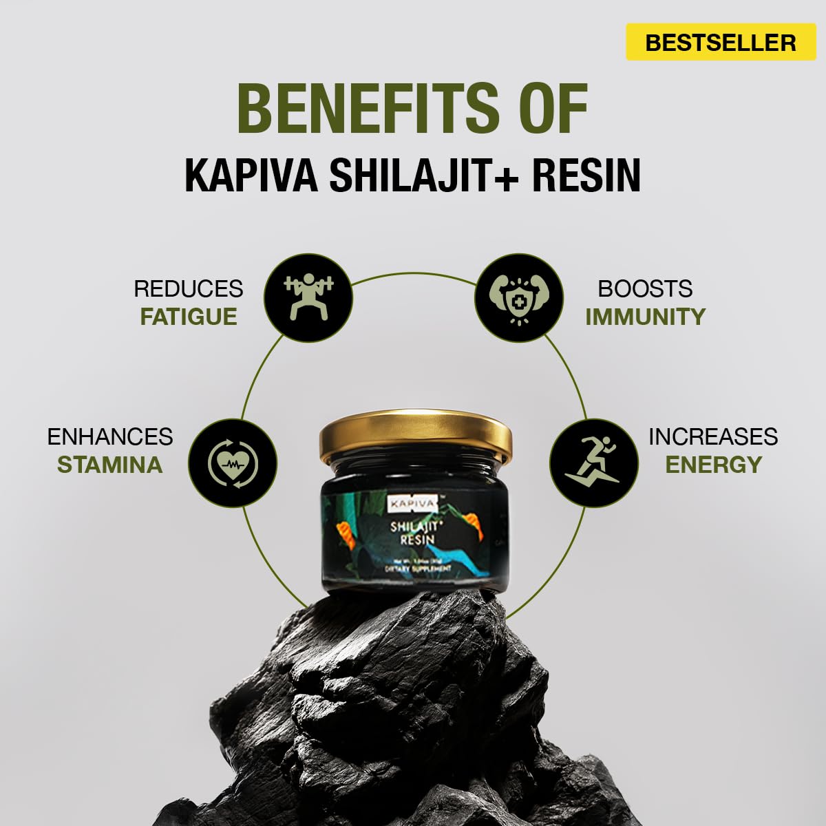 Kapiva Résine de Shilajit Himalayen 500mg en utilisation avec de l'eau chaude