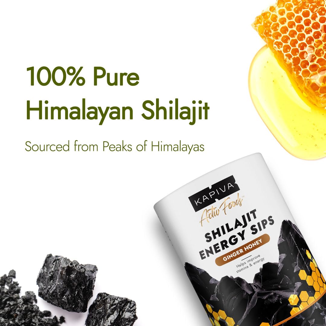 Kapiva Shilajit Energy Sips 7500mg stick being consumed