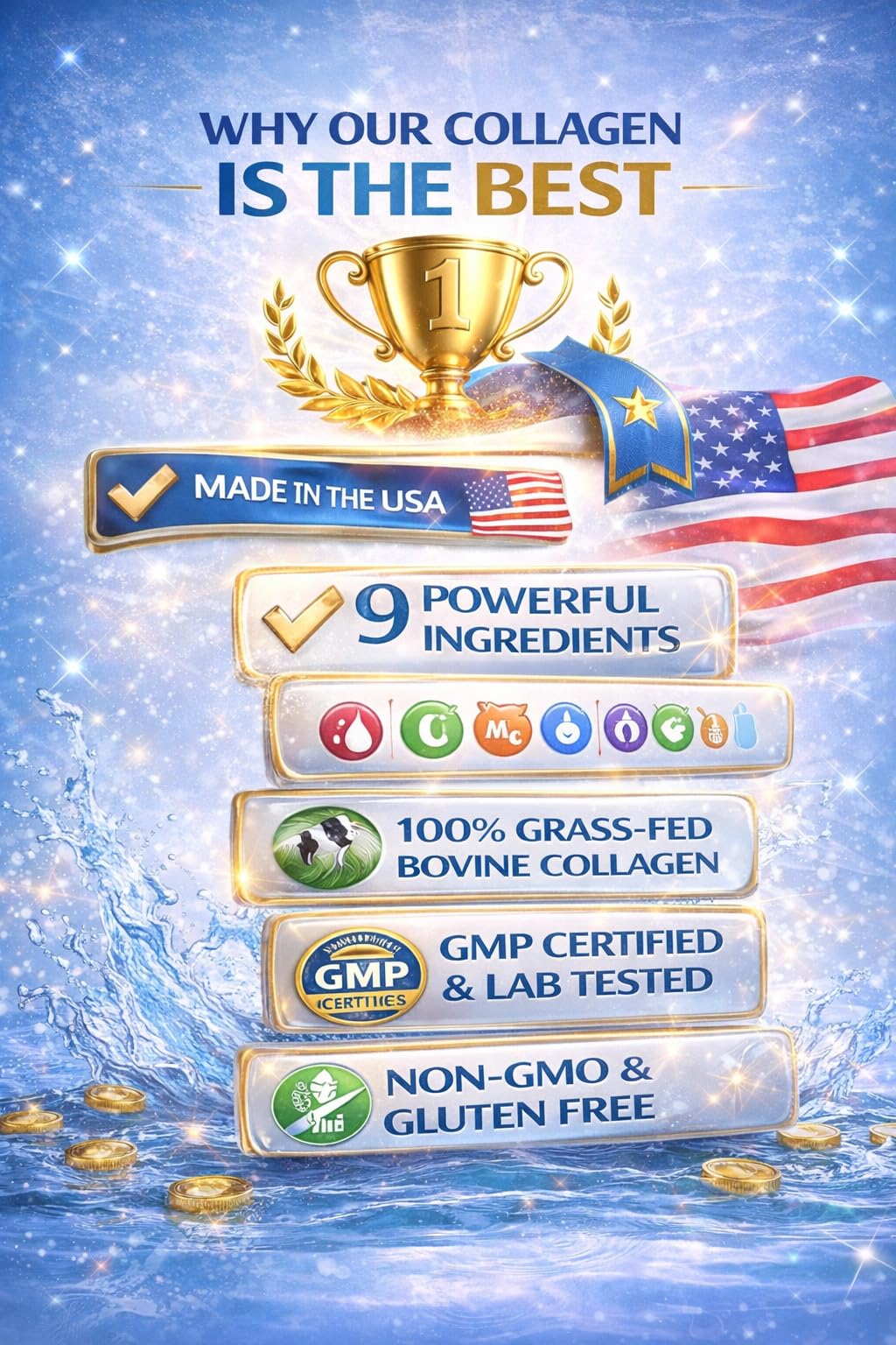 KAPPA NUTRITION Collagène 9 en 1 ingrédients sur l'étiquette