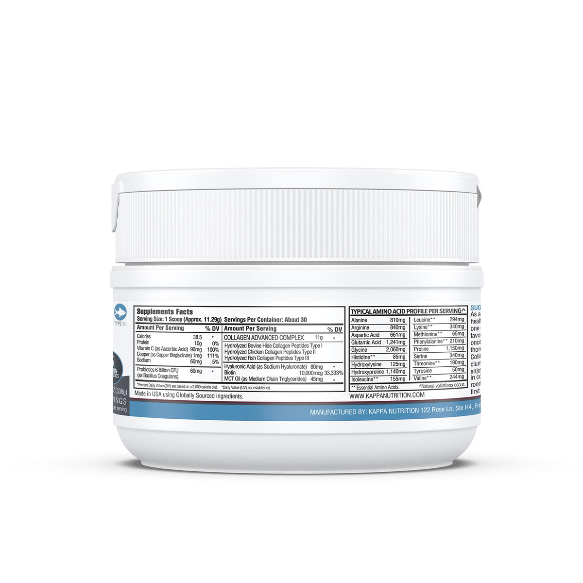 KAPPA NUTRITION Collagène 9 en 1 vue de dos du pot