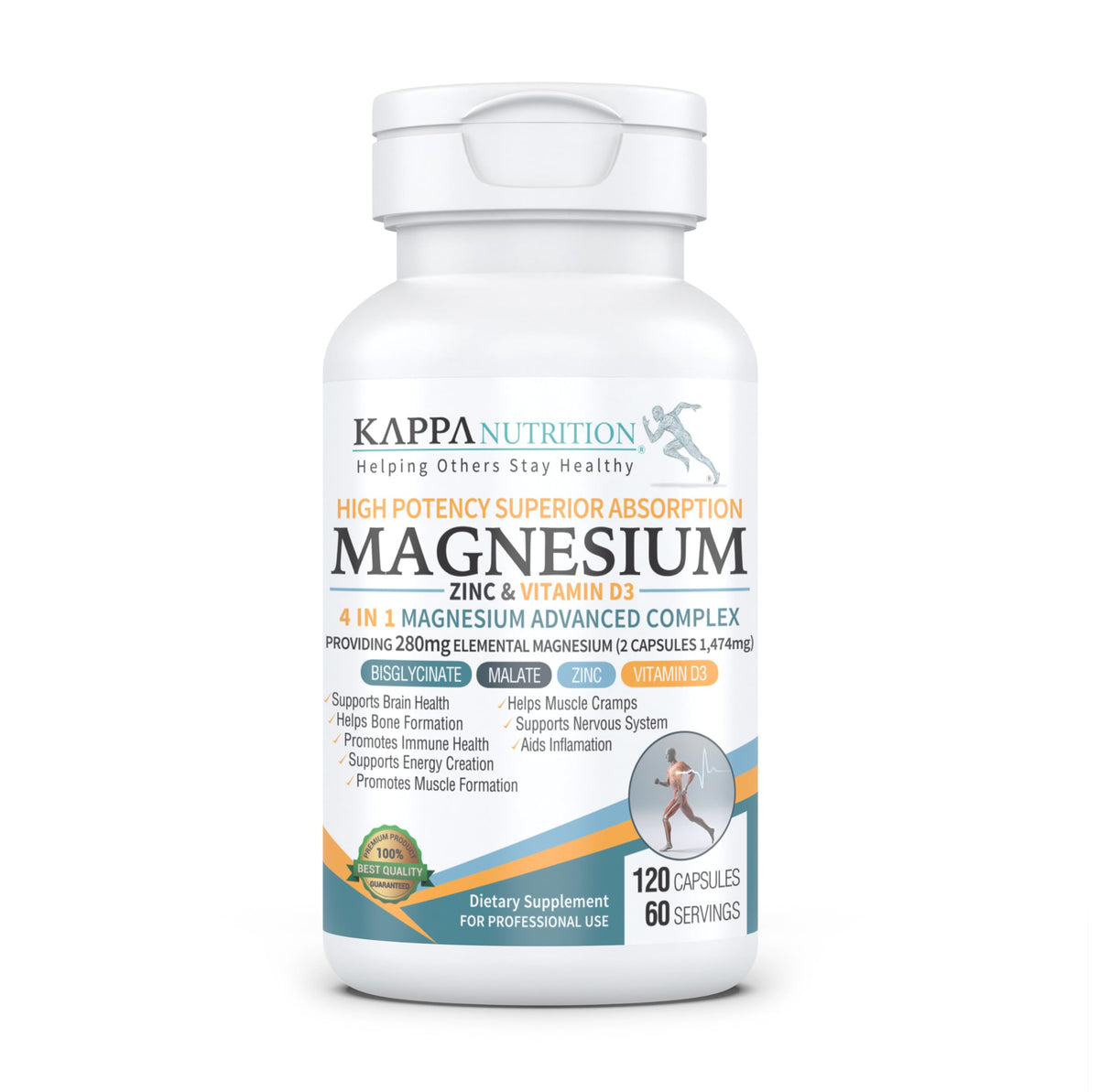 KAPPA NUTRITION Magnésium 4-en-1 280mg capsules végétales avant