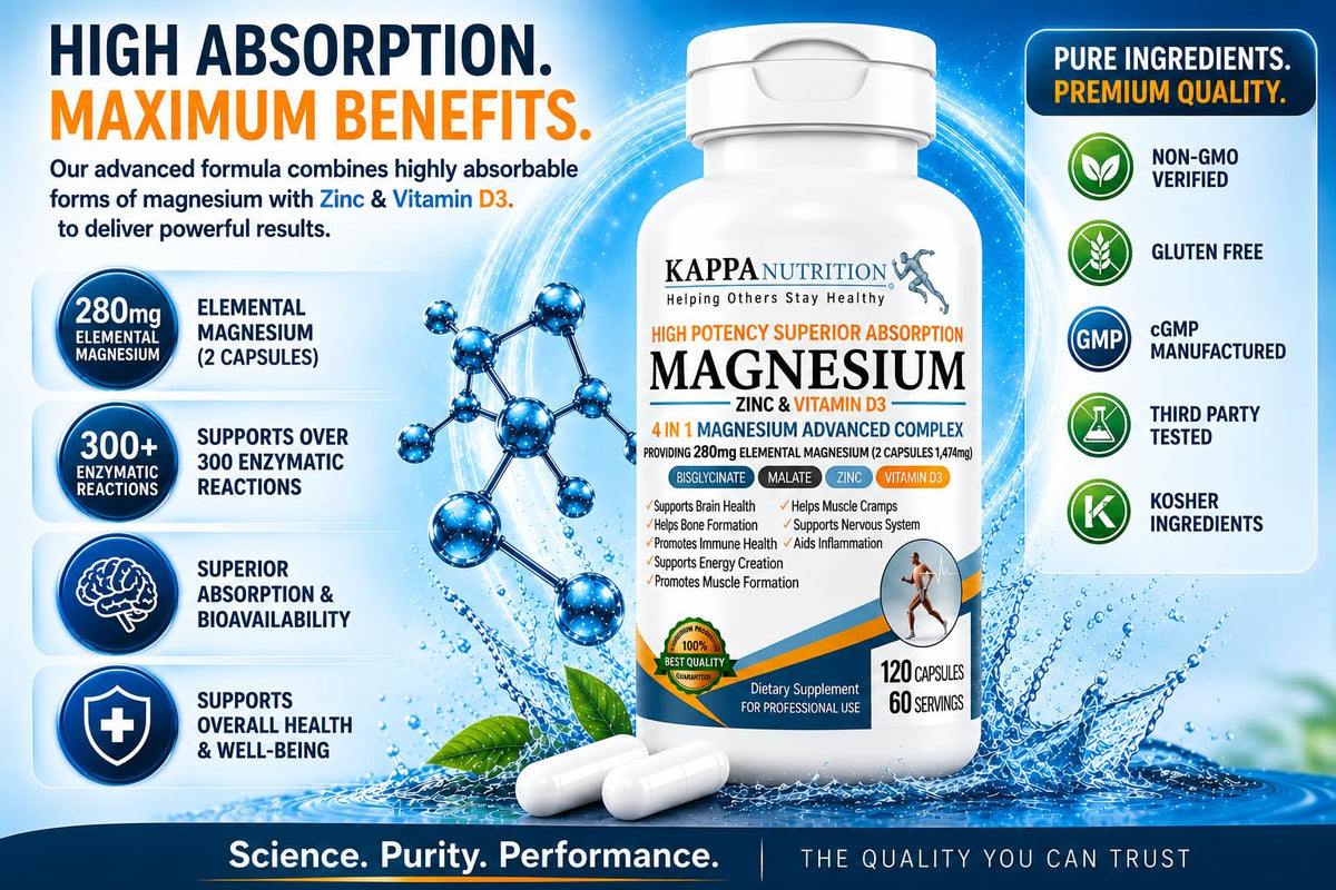 KAPPA NUTRITION Magnésium 4-en-1 280mg capsules végétales côté