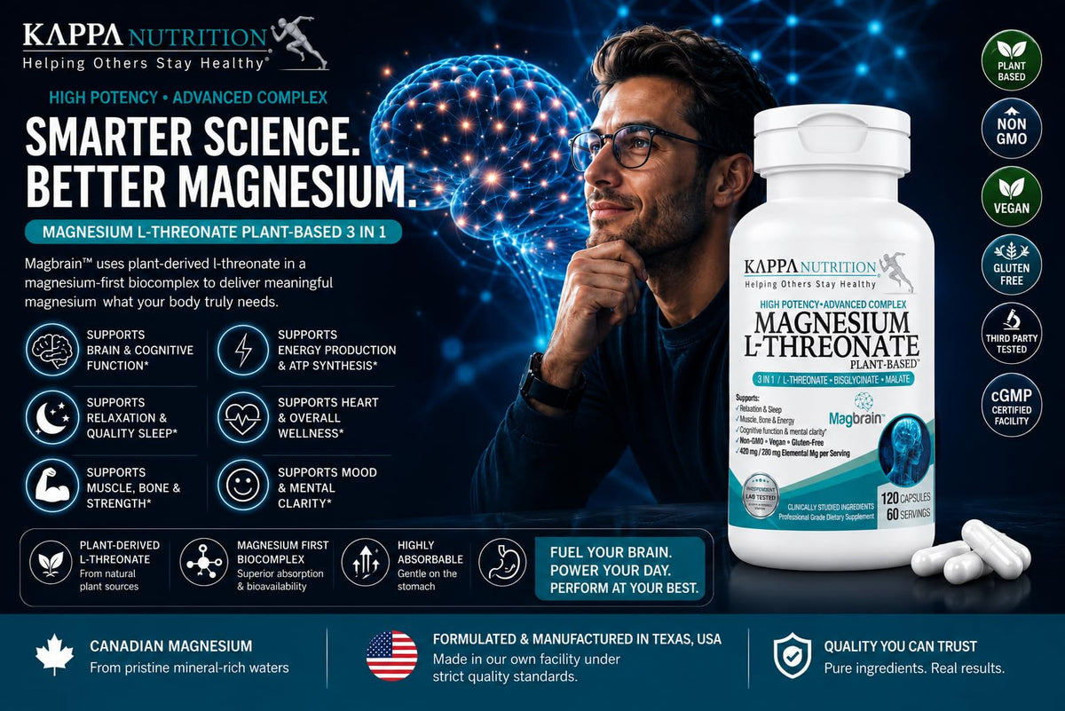 KAPPA NUTRITION Magnésium L-Thréonate 420mg capsules sur fond blanc