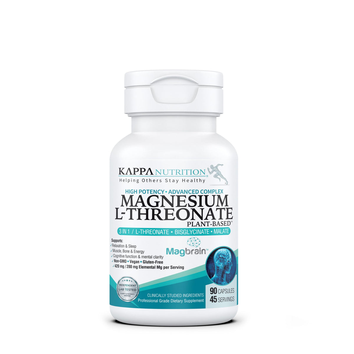 KAPPA NUTRITION Magnésium L-Thréonate Végétal 3 en 1 90 capsules vue de face