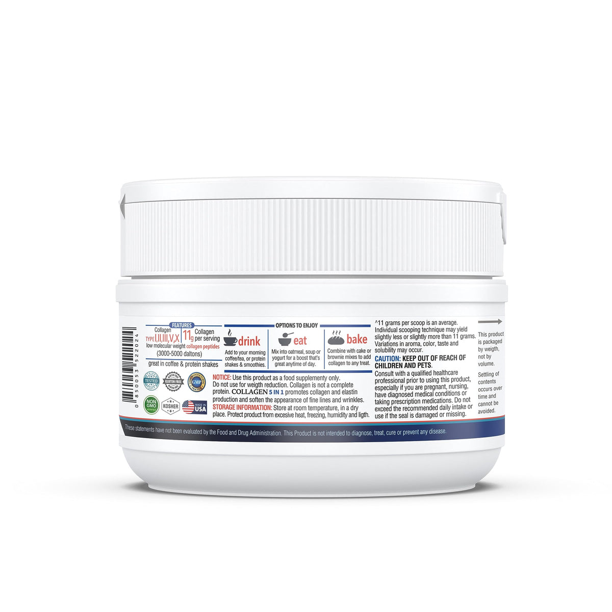 KAPPA NUTRITION Poudre de Collagène Peptides 5 en 1 dans un verre d'eau