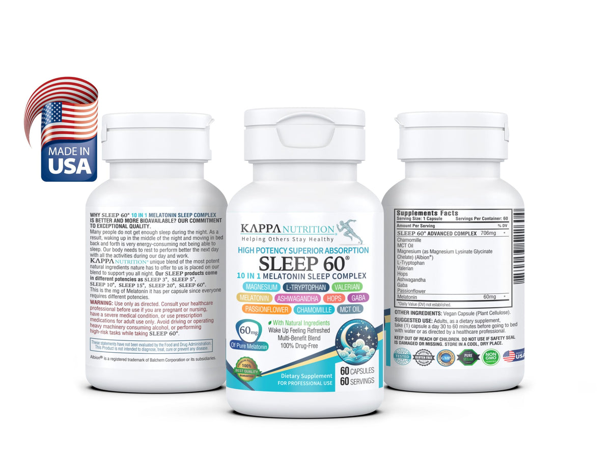KAPPA NUTRITION Sleep 60 capsules végétales sur fond blanc