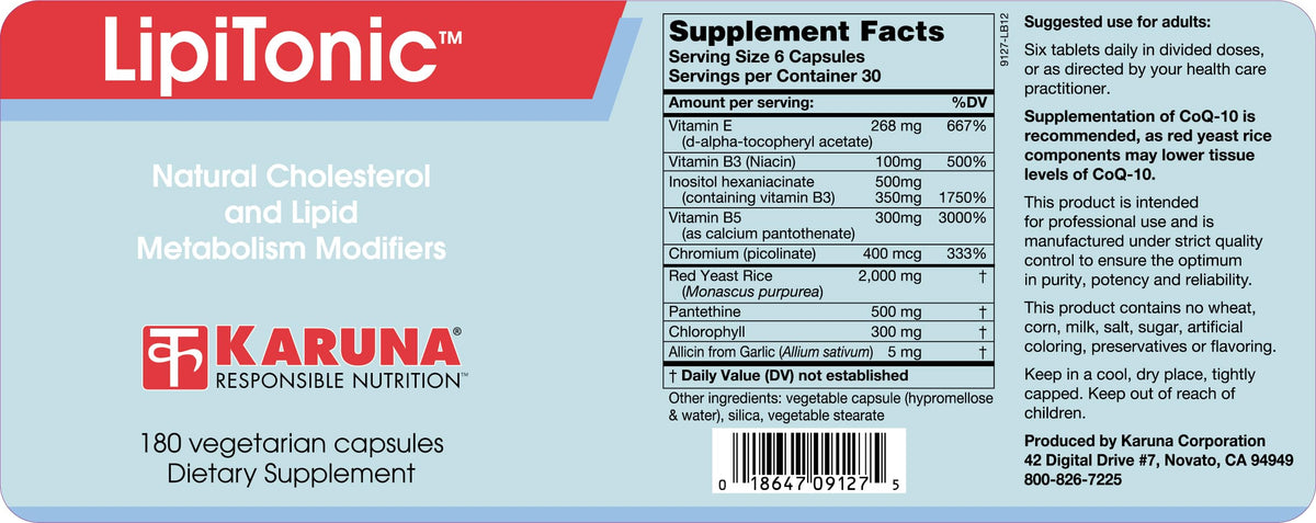 Karuna Lipitonic emballage et étiquette des capsules
