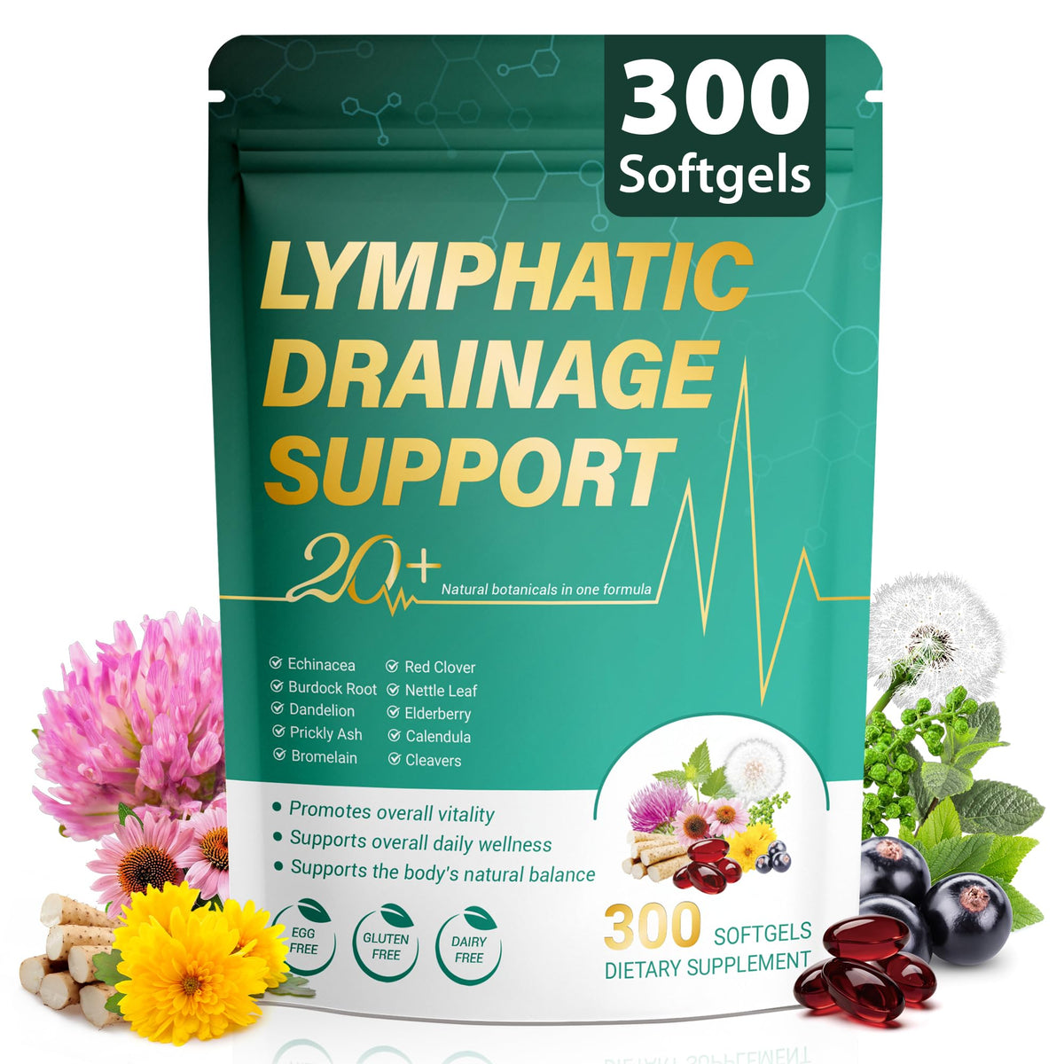 Kaseano complément alimentaire drainage lymphatique 300 gélules vue de face