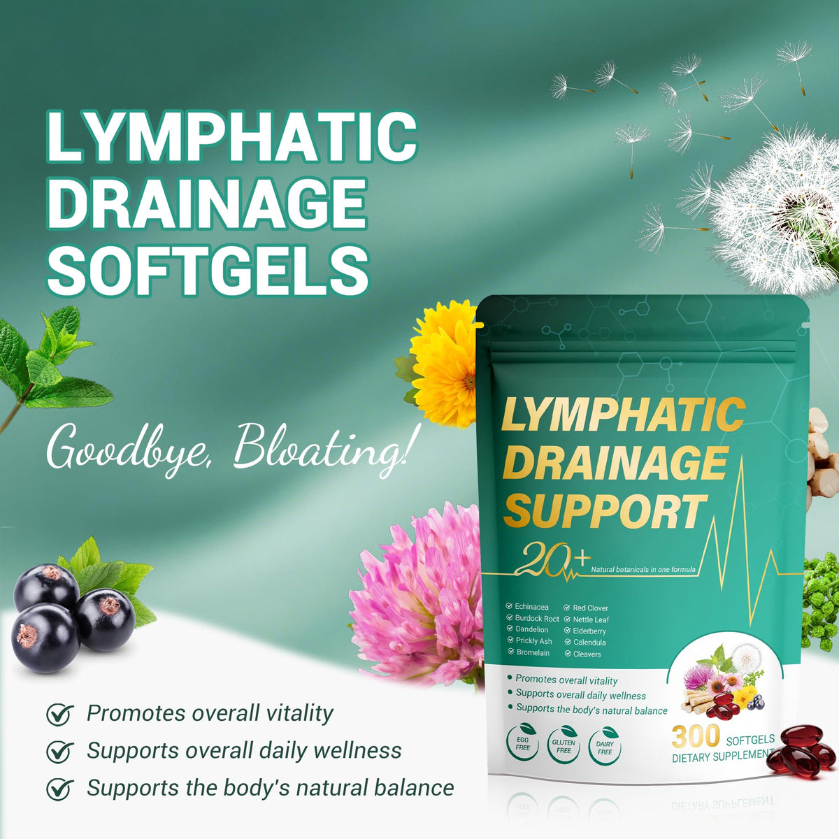 Kaseano gélules de drainage lymphatique avec mélange d'herbes