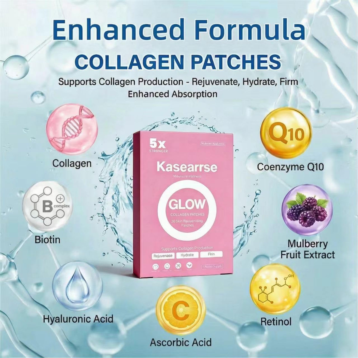 Kasearrse patches de collagène avec ingrédients naturels