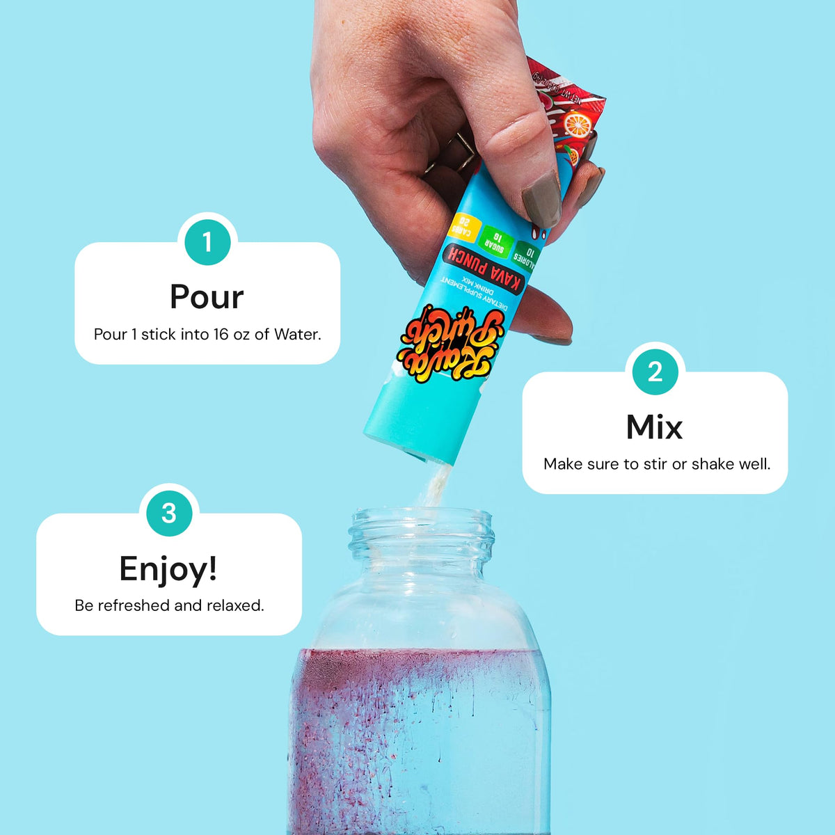 KAVA PUNCH stick pack avec informations nutritionnelles