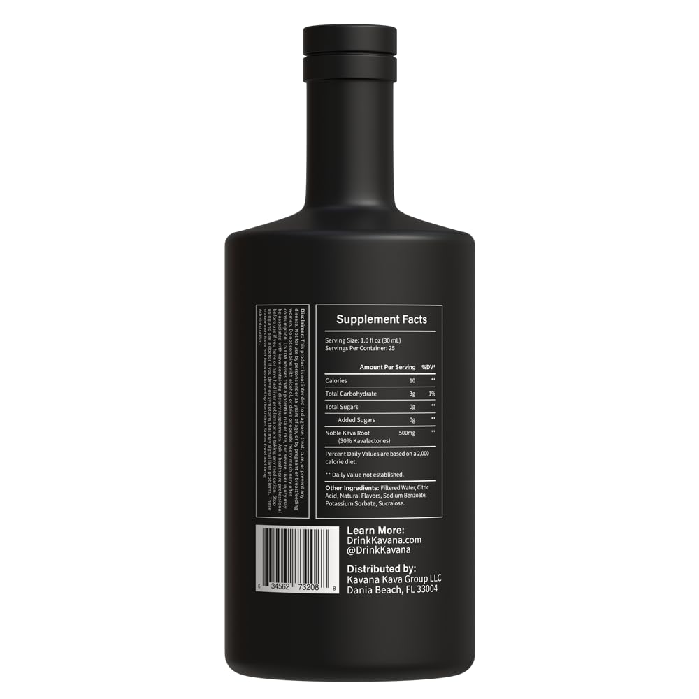 Kavana Kava Spirit 25 Oz bouteille vue de côté sur fond blanc