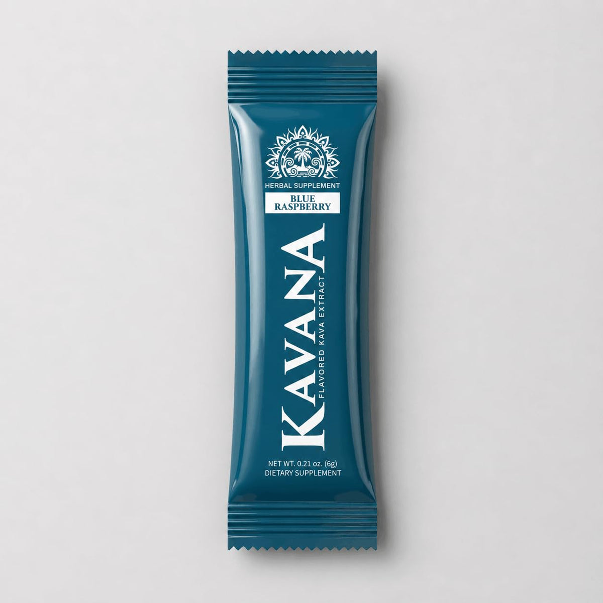 Kavana mélange de kava en sachets présentés sur une surface en bois