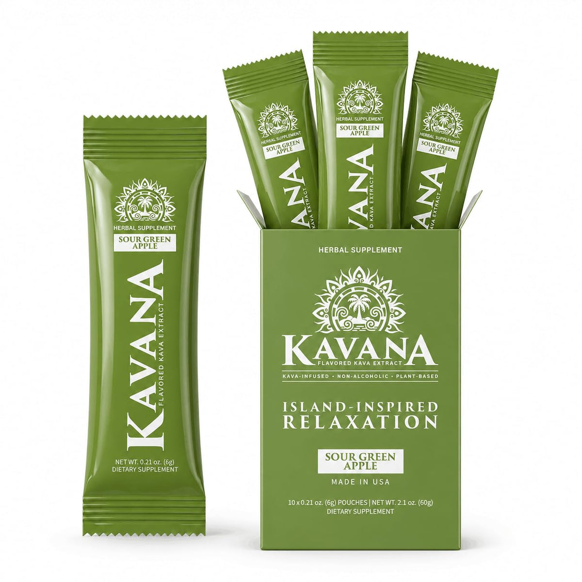 Kavana Mélange Instantané de Kava Pomme Verte sachets individuels