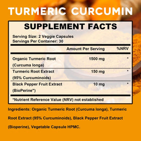 Kavguine complément alimentaire curcuma 1650mg capsules végétales arrière