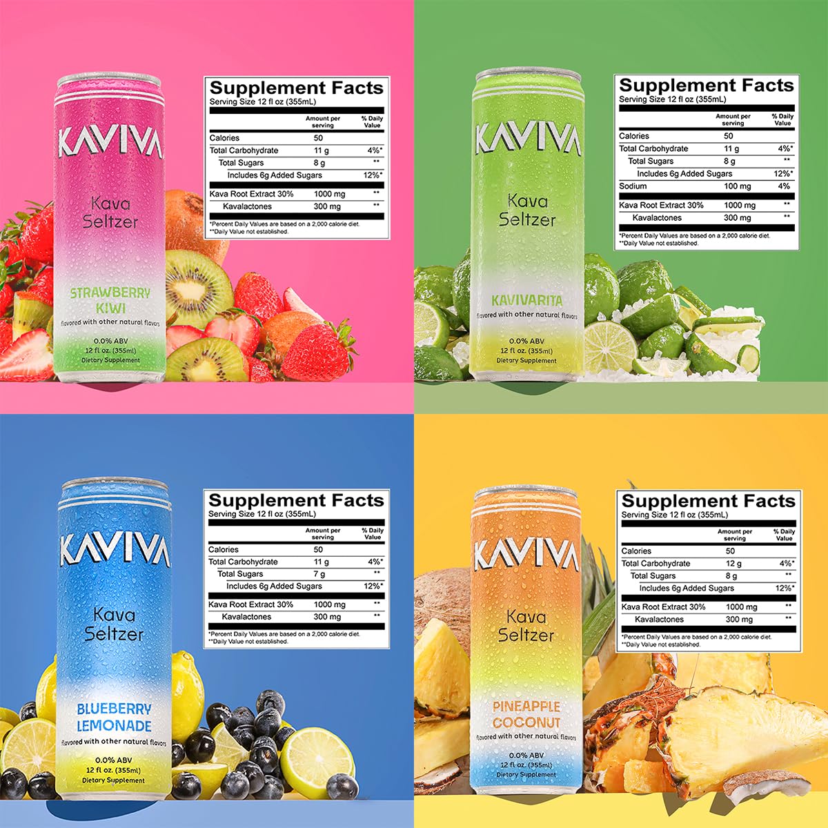 Kaviva Kava & Seltzer can with a refreshing drink