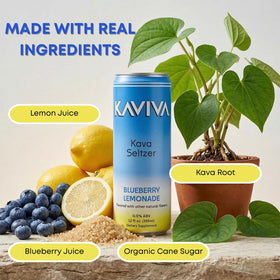 Kaviva Kava & Seltzer packaging with multiple cans